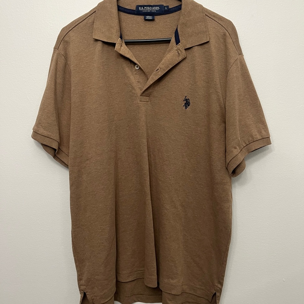 U.S. Polo Assn. Men's Tan/Brown Piqué Polo with Embroidered Logo
